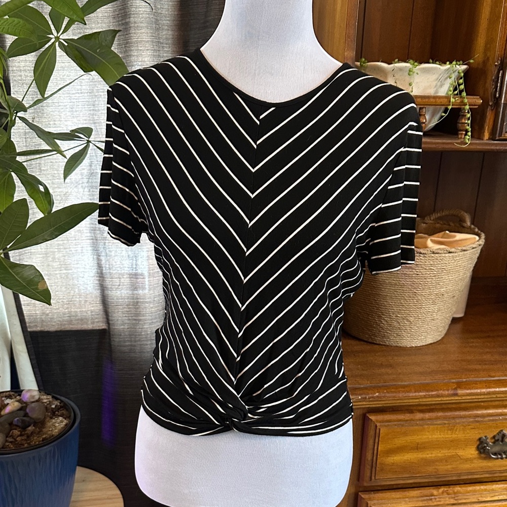 3.888 Black and White Striped Women's Top